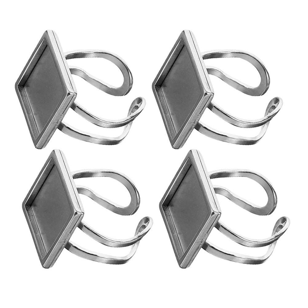 4Pcs Metal Ring Blanks Stainle - Jewelry Making Gemstones 评论和价格